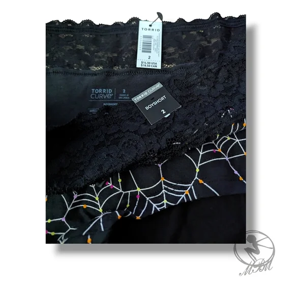🆕 Torrid Spider Web Print Mid Rise Boyshort Panties size 2X - Picture 4 of 4